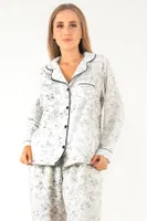 Sweat Floral Uzun Kollu Kadın Pijama Takım DoReMi 002-000083 Beyaz görsel 5