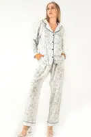 Sweat Floral Uzun Kollu Kadın Pijama Takım DoReMi 002-000083 Beyaz görsel 6