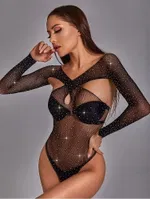Taş İşlemeli Seksi Siyah Vücut Çorabı Body Miss Feliz 1006 Siyah farklı açı