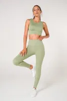 Toparlayıcı Çift Katlı Dikişsiz Yüksek Bel Fitilli Spor Tayt FormActive 1550 Yeşil görsel 26