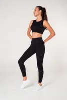 Toparlayıcı Çift Katlı Dikişsiz Yüksek Bel Fitilli Spor Tayt FormActive 1550 Siyah görsel 11