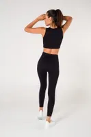Toparlayıcı Çift Katlı Dikişsiz Yüksek Bel Fitilli Spor Tayt FormActive 1550 Siyah görsel 8