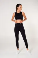 Toparlayıcı Çift Katlı Dikişsiz Yüksek Bel Fitilli Spor Tayt FormActive 1550 Siyah görsel 7