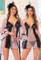 Tül Sabahlıklı Dantelli Mint Yeşil Siyah Kadın Fantezi Gecelik Takımı Asimod MissisX 4072