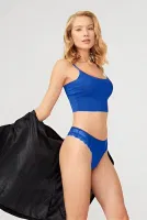 Transparan Dantelli Fantazi Kadın Tanga Venlisa 6103 Mavi