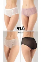 Tüllü Midi Bato 4 Lü Paket Kadın Külot Confeo C804-505