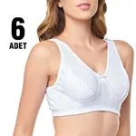 Kalın Askılı Desteksiz Kadın Sütyen 6'lı Tutku 0152 Beyaz