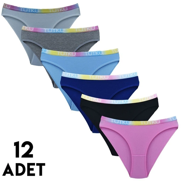 12'li Karışık Renk Candy Kadın Bikini Külot Tutku 0579