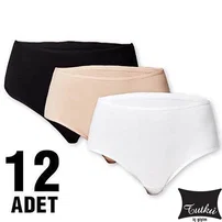 Tutku Beyaz Bayan Likralı Bato Külot 12'li Tutku 0924