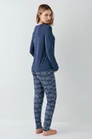 Uzun Kollu Desenli Mavi Kadın Pijama Takımı Arnetta 3400-S Mavi görsel 4