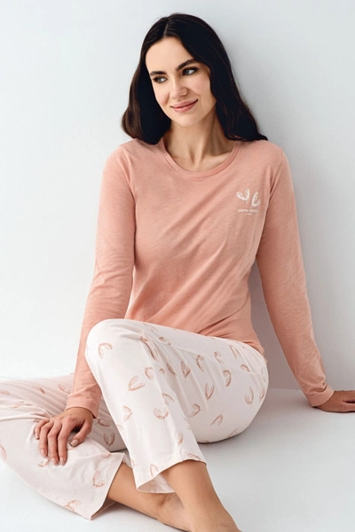 Uzun Kollu Kalp Desenli Cepli Kadın Pijama Takımı Pierre Cardin PC9061-S