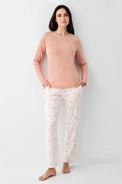 Pierre Cardin Uzun Kollu Kalp Desenli Cepli Kadın Pijama Takımı Pierre Cardin PC9061-S - Alternatif Görünüm