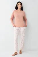 Uzun Kollu Kalp Desenli Cepli Kadın Pijama Takımı Pierre Cardin PC9061-S Pembe detay görünüm