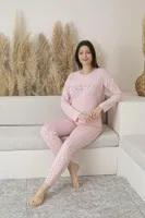 Uzun Kollu Puantiyeli Viskon Yazlık Kadın Pijama Takımı Estiva 25110 Pembe görsel 4