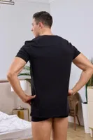 V Yaka Siyah Erkek T-Shirt Darkzone 8611 Görsel detay görünüm