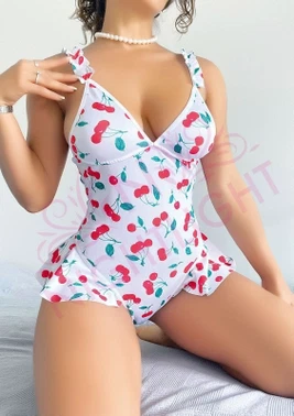 Vişne Desenli Fantezi Babydoll Nightlight 1047