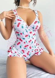 Vişne Desenli Fantezi Babydoll Nightlight 1047