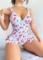 Vişne Desenli Fantezi Babydoll Nightlight 1047 Beyaz