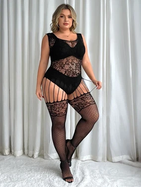 Vivaldy Kalın Askılı Büyük Beden Fantazi Kadın Vücut Çorabı Vivaldy 3015