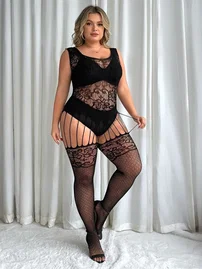 Vivaldy Kalın Askılı Büyük Beden Fantazi Kadın Vücut Çorabı Vivaldy 3015