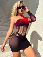 Tek Omuz Fantazi Elbise Vücut Çorabı Vivaldy 4505 Görsel