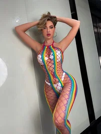 Vivaldy Fileli Gökkuşağı Fantazi Kadın Vücut Çorabı Vivaldy 4585