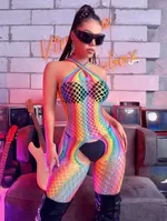 Fileli Gökkuşağı Fantazi Kadın Vücut Çorabı Vivaldy 4590 Görsel detay görünüm