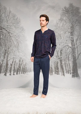 Doreanse Yakası Düğmeli Cepli Uzun Kollu Erkek Pijama Takım Doreanse 26K4599