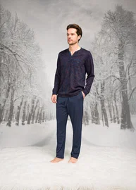 Doreanse Yakası Düğmeli Cepli Uzun Kollu Erkek Pijama Takım Doreanse 26K4599