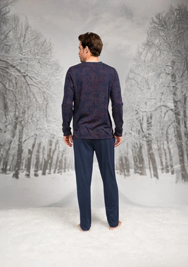 Doreanse Yakası Düğmeli Cepli Uzun Kollu Erkek Pijama Takım Doreanse 26K4599 - Alternatif Görünüm