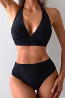 Yandan Büzgülü Bikini Takım (Çıkartılabilir Kaplı) Angelsin MS 4300 Siyah