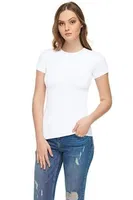 Yarım Kol Beyaz Bisiklet Yaka Kadın Body Kolcu KB2720 Beyaz