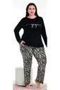 Yoga Uzun Kollu Zebra Desenli Cepli Büyük Beden Kadın Pijama Takımı Lady 11370