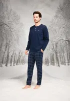Yuvarlak Düğmeli Yaka Desenli Uzun Kollu Erkek Pijama Takım Doreanse 26K4603