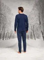 Yuvarlak Düğmeli Yaka Desenli Uzun Kollu Erkek Pijama Takım Doreanse 26K4603 detay görünüm