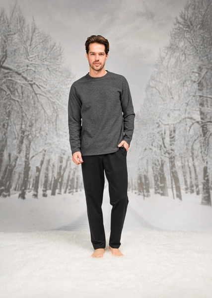 Yuvarlak Yaka Cepli Uzun Kollu Erkek Pijama Takım Doreanse 26K4597