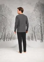 Yuvarlak Yaka Cepli Uzun Kollu Erkek Pijama Takım Doreanse 26K4597 detay görünüm