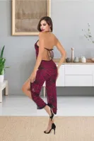 Zebra Desen Yırtmaçlı Fantazi Tulum Gecelik İzabel 504 Siyah detay görünüm