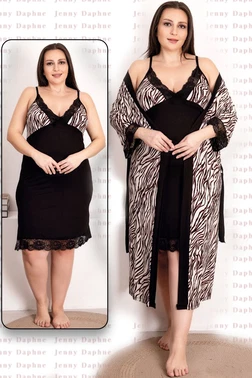 Lady Zebra Viskon 2li Lüks Gecelik Sabahlık Takımı Lady 19218