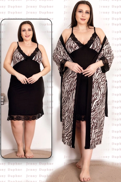 Zebra Viskon 2li Lüks Gecelik Sabahlık Takımı Lady 19218