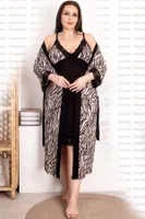 Zebra Viskon 2li Lüks Gecelik Sabahlık Takımı Lady 19218 Siyah detay görünüm