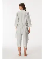 Dantelli Sabahlık Atlet Kapri Kadın Pijama Takım Anıl 11403 Gri detay görünüm