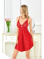 Asimetrik Kesim Saten Kadın Saten Gecelik Miss Laris 2016 Kırmızı