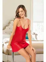 İnce Askılı Kısa Saten Gecelik Miss Laris 2038 Kırmızı