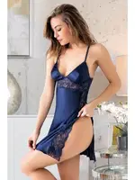 Derin Yırtmaçlı Saten Kısa Gecelik Miss Laris 2063 Görsel