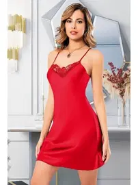 Miss Laris İnce Askılı Saten Kısa Kadın Gecelik Miss Laris 2073