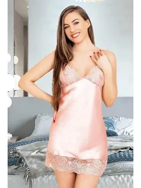 Miss Laris Saten İnce Askılı Kısa Kadın Gecelik Miss Laris 2085