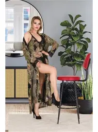 İzabel 2li Uzun Sabahlık Gecelik Takımı Yeşil İzabel US-6001