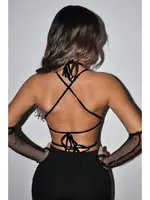 3 Parçalı Eldiven Sütyen Crop Takım Merry See AN1010 Siyah Siyah detay görünüm