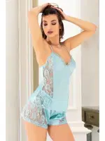 Turkuaz Saten Şort Pijama Takımı Miss Laris 3053 detay görünüm